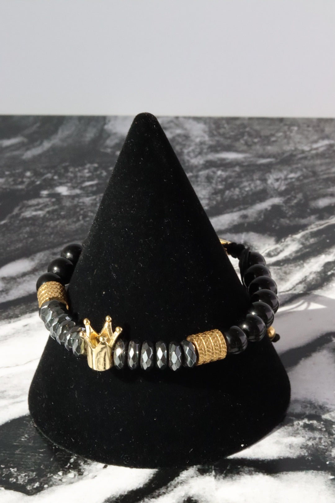 PULSERA CORONA CON HEMATITA