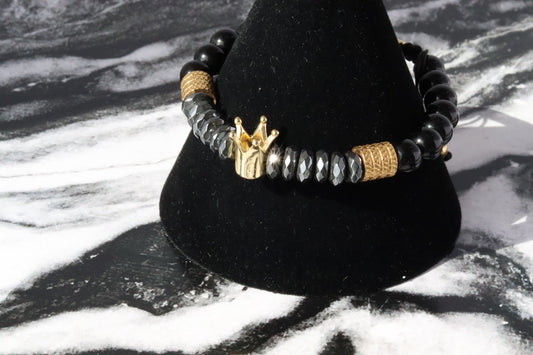 PULSERA CORONA CON HEMATITA