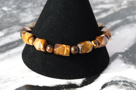 PULSERA OJO DE TIGRE FACETADA