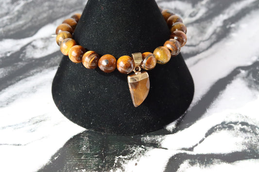 PULSERA DIJE DIENTE OJO DE TIGRE